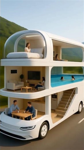 World’s First 3-Story Luxury Car with Swimming Pool 🚘✨ | Futuristic Motorhome 2025