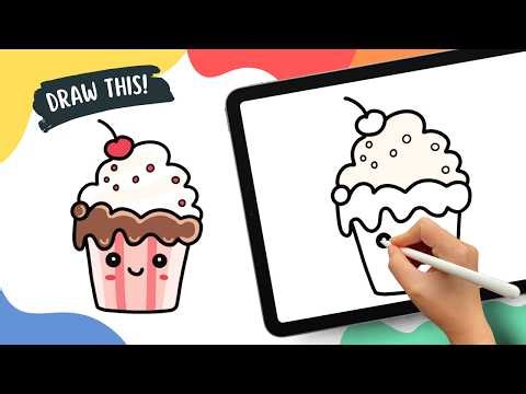 Cute Cupcake - Easy Cartoon Drawing Tutorial