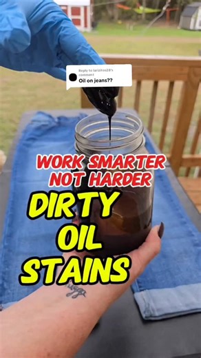 Kristen | I poured used motor oil on my jeans just to test which products tackled it best! #cleaning #cleaninghacks #oddlysatisfying #laundry... | Instagram