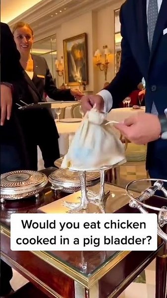 This Chicken Was Cooked Inside A Pig's Bladder… 😳🐔 #ChickenRecipe #WeirdFood #CookingHack