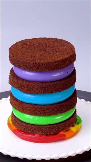 Perfect Rainbow Layers Revealed in a Super Smooth Cake Cut #shorts #satisfying #cake