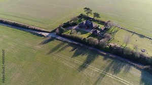 Aerial view flight over single-family detached home stand-alone house also called a single-detached dwelling detached residence or detached house is a free-standing residential building 4k quality