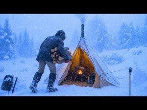 Hot Tent Camping During a Snowstorm