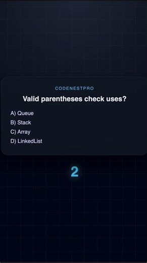 Valid parentheses check uses? ⏱️ | DSA MCQ