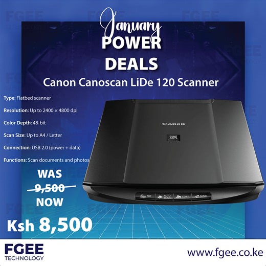 Fgee Online Shopping on Instagram: "Canon CanoScan LiDE 120 flatbed scanner delivers high-resolution scanning up to 2400 × 4800 dpi with USB power, making it ideal for clear document and photo scanning at home or in the office. Call/ WhatsApp 0719150150 Or 0722926762. Visit Us at Revlon Plaza Upper ground or at Kimathi House along Kimathi Street, Ground floor. Also Checkout ********** HP ScanJet Pro N4600 fnw1 Scanner @ Ksh 85,000 ********** HP ScanJet Pro 2600 f1 Flatbed scanner @ Ksh 36,000 Vi