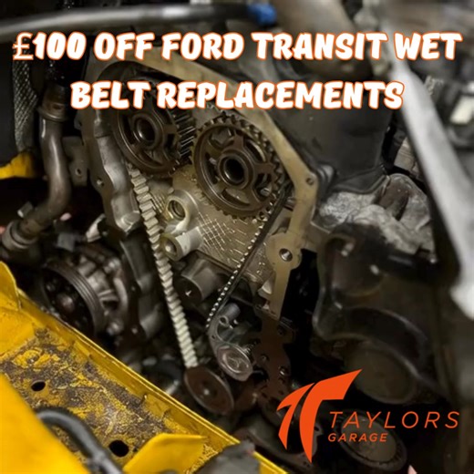 🚐 £100 OFF FORD TRANSIT WET BELT REPLACEMENTS 🚐 At Taylor’s Garage, we are offering £100 off Ford Transit wet belt replacements for anyone booking in February. Wet belts are a known issue on many Transit engines, and replacing them on time can prevent serious engine damage and costly repairs later on. Our experienced technicians carry out the work with care, using quality parts and correct procedures to keep your van running reliably. 📅 Offer valid for February bookings only 💷 Save £100 on y