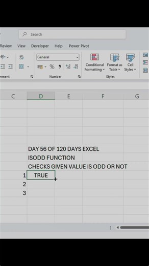 Day 56 Of 120 Days | Isodd Function | #excelchallenge