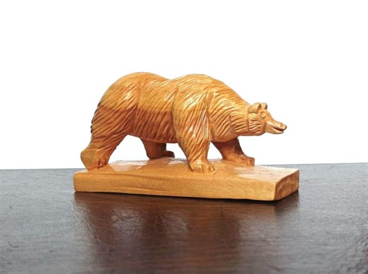 Hand-carved Wooden Bear Figurine, Grizzly Bear Statue, Rustic Cabin Decor, Wildlife Wood Sculpture, Forest Animal Art, Unique Gift for Natur - Etsy
