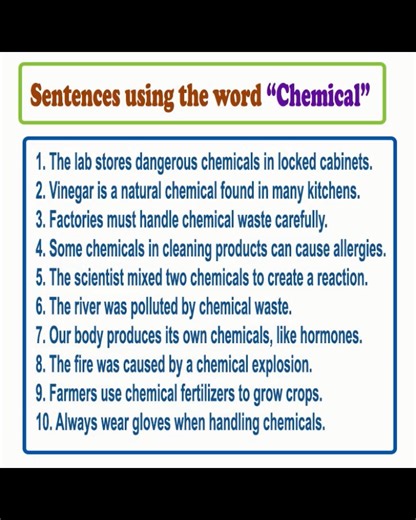 3.4K views · 40 reactions | Meaning of "Chemical": A chemical is a substance used in or produced by a reaction involving changes to atoms or molecules. Chemicals can be natural or man-made and are used in science, industry, medicine, etc. #English #learnenglish #englishvocabulary #englishteacher | English Learning | Facebook