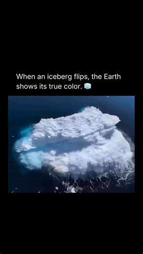 Crown Explorer on Instagram: "Watching an iceberg flip is like seeing a frozen giant turn over in slow motion. As ocean temperatures rise, ice melts faster along the waterline and from below, redistributing weight inside the iceberg. Once its center of mass shifts too far, gravity takes over and the iceberg rolls to find a new balance. When it flips, the newly exposed ice is often a radiant, unreal shade of blue. That color isn’t paint or algae - it’s physics. Deep glacial ice has been compresse