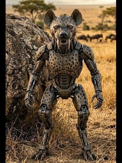 Hyena transforms into a robot and destroy the rock with its bite