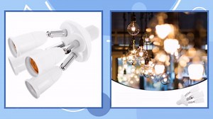 E27 Light Socket Splitter Adapter, 4-in-1 Multi-Head Converter, 360° Rotatable & 180° Bendable, Easy Installation for Home, Office, Workshop