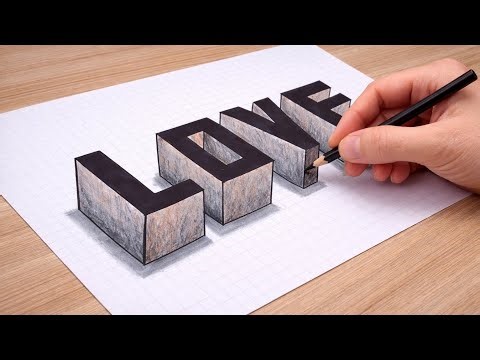How to Draw a 3D LOVE | Optical Illusion Drawing