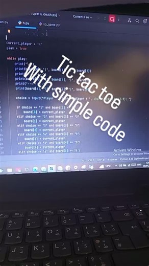 Python Club on Instagram: "This XO (Tic-Tac-Toe) game was coded in Python 🐍 Just loops and if/else — proof that simple logic goes a long way 💡 Keep going 👏 #PythonCoding #TicTacToeGame #CodingLife #PythonBeginner #LearningTogether CodeVibes"