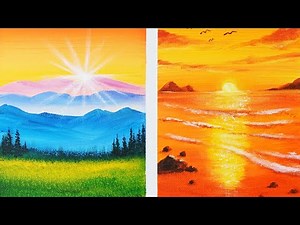 How to draw [Sunrise and sunset scene] with acrylic paint | Painting art with acrylic painting