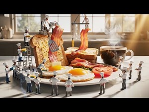 The Giant Breakfast! Miniature Chefs Cook a Massive Morning Feast 🍳