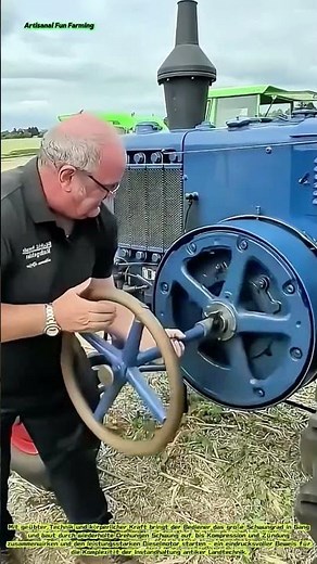 Präzision bei Oldtimer-Maschinen: Das manuelle Starten eines klassischen Traktormotors