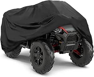 KEMIMOTO ATV Cover Water-Resistant Four Wheeler Cover with Elastic Base Wrap Outdoor Storage Weatherproof Quad Cover Keeps 4 Wheeler Away from Snow Rain or Sun, Large 100'' x43'' x 47''