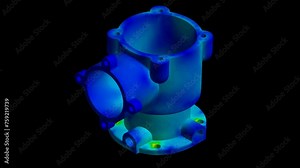 Mechanic simulation engineering - Displacement and stress finite element analysis of pipe fitting Stock Video