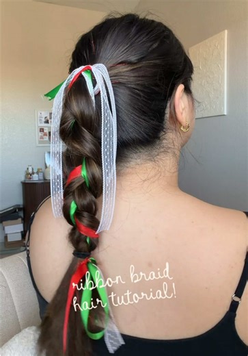 ribbon braid for the team mexico spring training game ❣️🇲🇽 #ribbonbraids #ribbonbraidtutorial #bradedhairstyles #ribbonhairstyle #braidstutorial