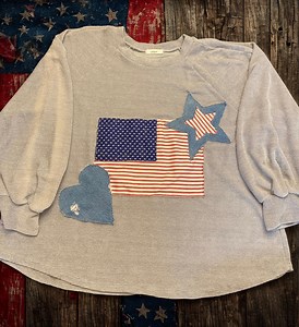 Upcycled Flag Applique Top Denim Scrappy Patriotic Shirt Raw Edge Heart American Tee Frayed Flag Red White and Blue Women’s Top - Etsy Canada