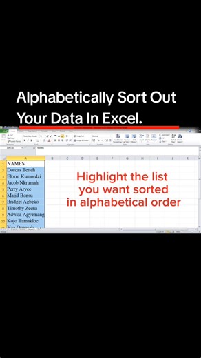 Don’t waste time scrolling through messy data. Sort it alphabetically in seconds. #sortdata #excelguide #easyexcel #spreadsheettips