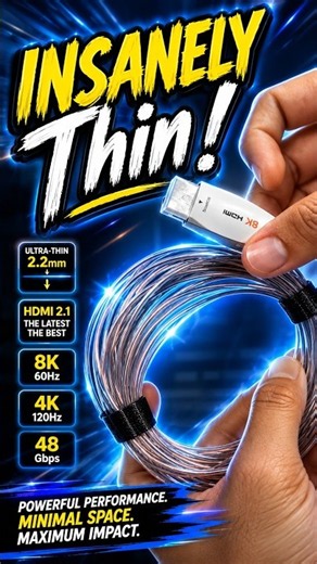 This 8K HDMI Cable is INSANELY Thin! ⚡🤯 #hdmi #cable