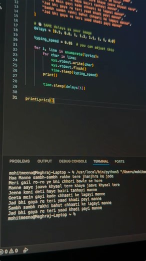 Bairan in Vs Code 😩❤️ !! #shorts #iitbombay #vscode #coding #trending #viralsong #lovesong #bairan