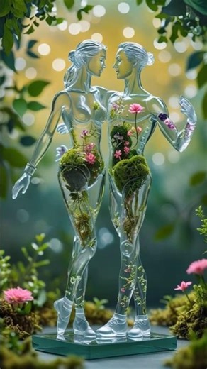 Nature Meets Art 🌿 | Beautiful Glass Human Sculpture with Flowers 🌹#short #trending #shortvideo #ai