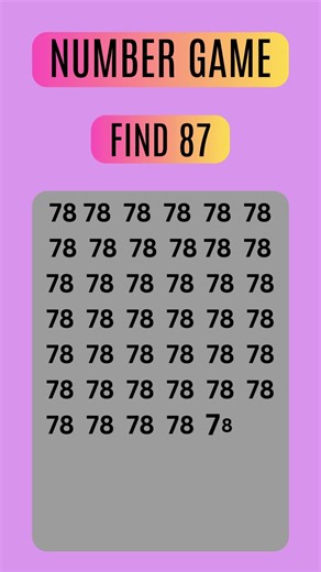 Number Game Challenge 🔢 Find 87 Fast! #Shorts