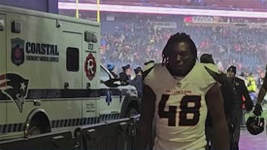 The Houston Texans, including C.J. Stroud, walk to the locker room at Gillette Stadium following their 28-16 loss to the Patriots in the AFC playoffs. | KHOU 11 News