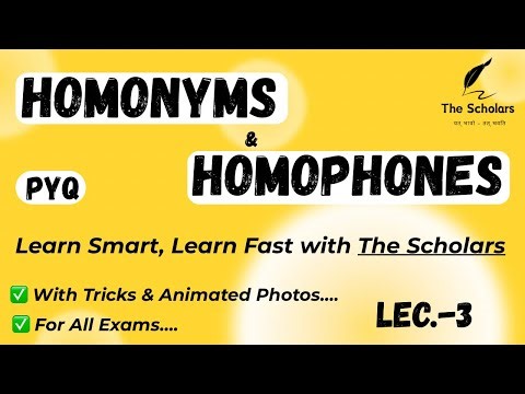 Homonyms and Homophones with Trick | Lec.-3 | English Vocabulary for Competitive Exams