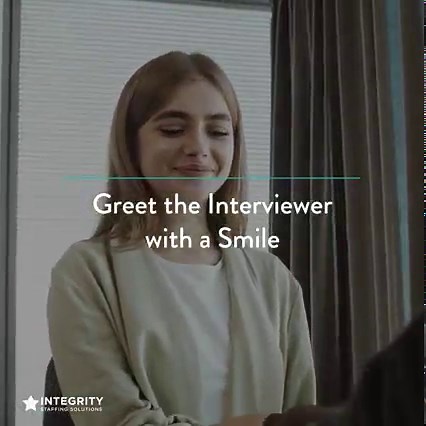 When interviewing for your next role, remember that approachability goes a LONG way! Be sure to greet your interviewer with a smile 😀 An upbeat attitude will help express your interest in a new opportunity AND better your chances of landing the job ✨ #IntegrityStaffingSolutions #YourOpportunityEngine #JobTips #FindAJob #WorkHappy | Integrity Staffing Solutions