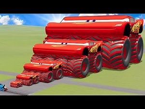 Big & Small Wide Lightning Mcqueen Monster Truck vs Trains Thomas | BeamNG.Drive