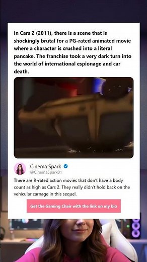 In Cars 2 2011 there is a scene that is shockingly brutal for a PG-rated animated movie where a char