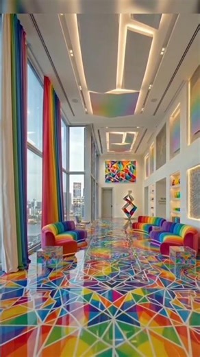 Rainbow Epoxy Floor Transformation #epoxyfloor #interiordesign