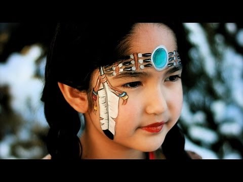 Native Indian American girl - Pocahontas face painting & makeup tutorial