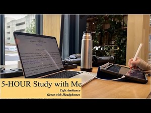 5-Hour Study with me Cafe| Pomodoro 60/10| Rain for Relaxing Ambiance||🌧|Mindful Studying