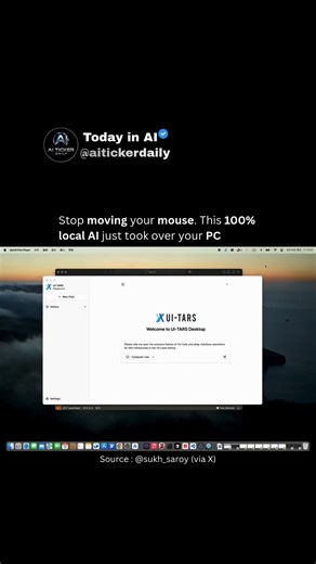 Today in Ai on Instagram: "⚡️ The era of manual computer work is officially ending. ByteDance just released UI-TARS a desktop automation agent that runs 100% locally on your machine. No cloud. No external APIs. No privacy leaks. This open-source beast can control any desktop app, browse websites, and execute complex workflows entirely offline. It’s not just a chatbot; it’s a vision-language model that actually "sees" your screen and moves the mouse for you. We are watching the birth of the "Loca