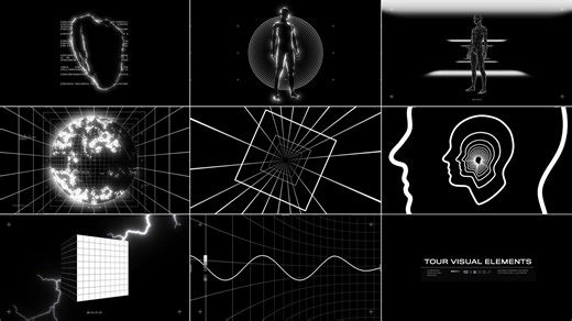 Happy Editing 抽象潮流音乐节演出现场舞台DJ投屏视觉效果几何循环动画视频叠加动画元素 TOUR VISUAL ELEMENTS V1+V2+V3