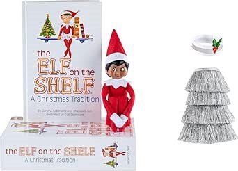 Amazon.com: The Elf on the Shelf Christmas Tradition Set with Scout Elf, Brown Eyes, Red Outfit, Storybook, Tinsel Dress Accessory
