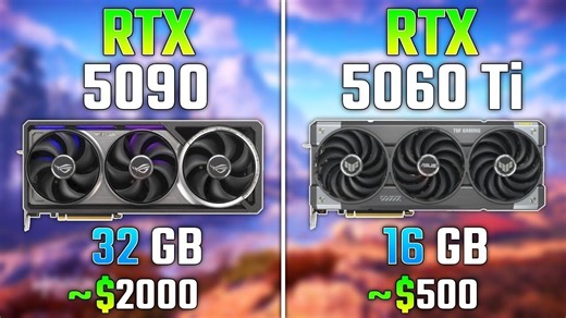 【显卡对决】RTX 5090 VS RTX 5060 Ti 性能鸿沟实测！7款游戏帧数差距惊人！