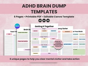 ADHD Brain Dump Templates Printable, Editable Task Tracker, Priority Matrix, To-do List, Productivity Planner, Thought Organizer Canva - Etsy