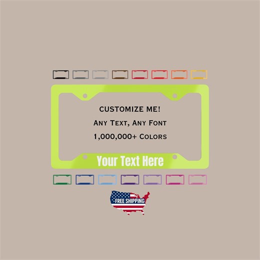 Chartreuse License Plate Frame Personalizable Custom Text Multi-color Car Accessories - Etsy