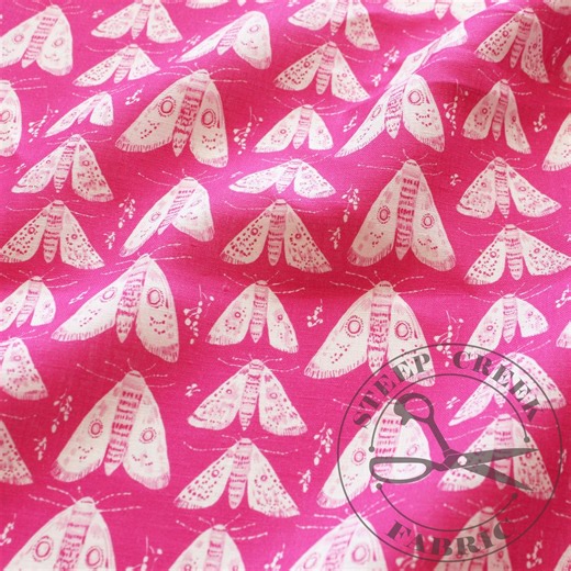 Hot Pink Moth Print - 100% Flax Linen Fabric by the Meter – 145 Gsm / 4.3 Oz - Etsy
