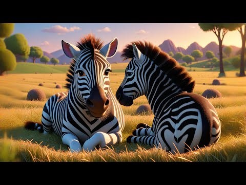 Four Sleepy Zebras Snore in Stripes | Gentle Animal Lullaby Kids | Counting & Bedtime Nursery Rhyme