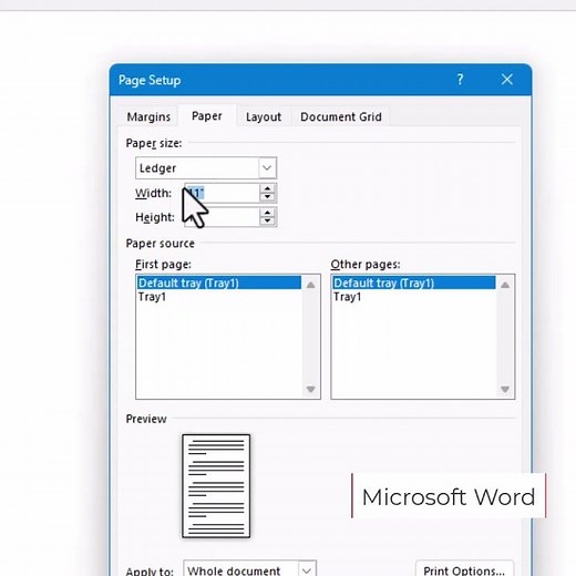 Microsoft Word Page Size