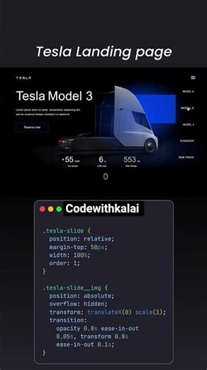 Built a Tesla-style landing page using pure CSS ⚡#CodeWithKalai #shorts #css #webdesign #programming