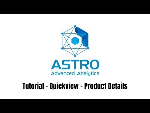 Astro Advanced Analytics - Tutorial - Quickview - Product Details