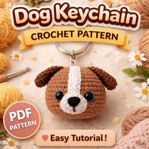 Dog Keychain Crochet Pattern PDF, Cute Amigurumi Puppy Keyring Tutorial, Easy Beginner DIY Plush Charm, Handmade Gift Instant Download - Etsy